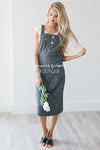 The Clementine Embroidered Overall Dress Modest Dresses vendor-unknown Charcoal With Mini Embroidered Floral S