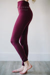 Say it Simply Burgundy Fleece Leggings Accessories & Shoes vendor-unknown Burgundy One Size 