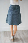 Navy Striped Aline Pocket Skirt Skirts vendor-unknown