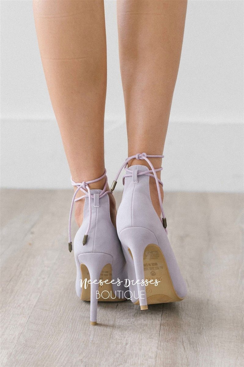 Soft Lilac Lace Up Heels Accessories & Shoes vendor-unknown 