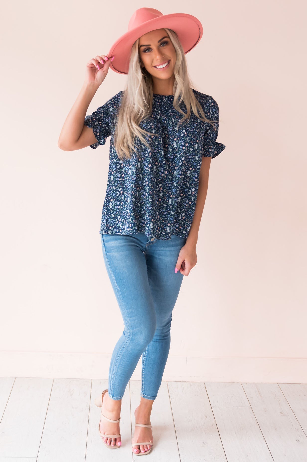 Glimmer Of Hope Modest Floral Blouse Tops vendor-unknown 