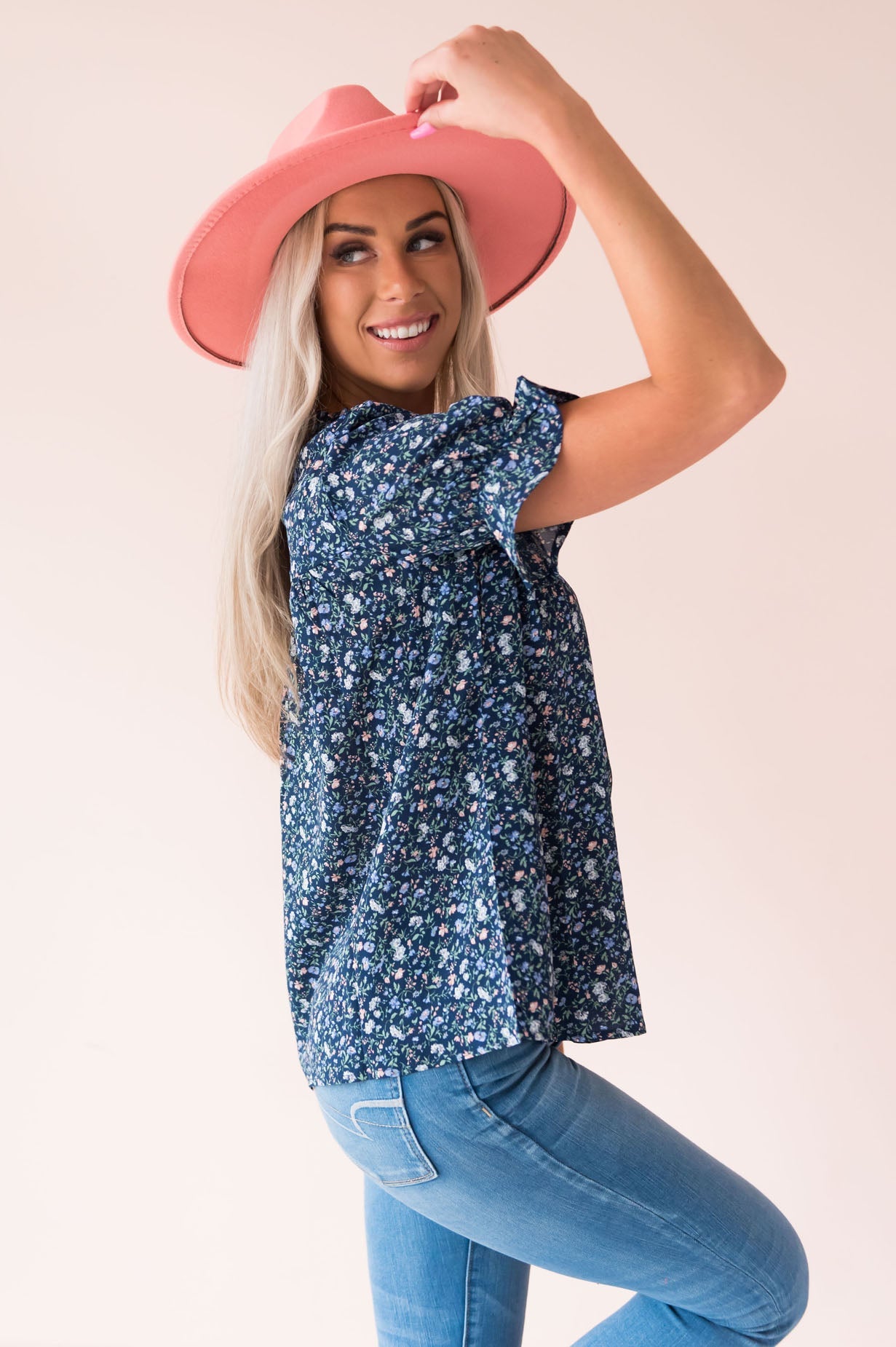 Glimmer Of Hope Modest Floral Blouse Tops vendor-unknown 