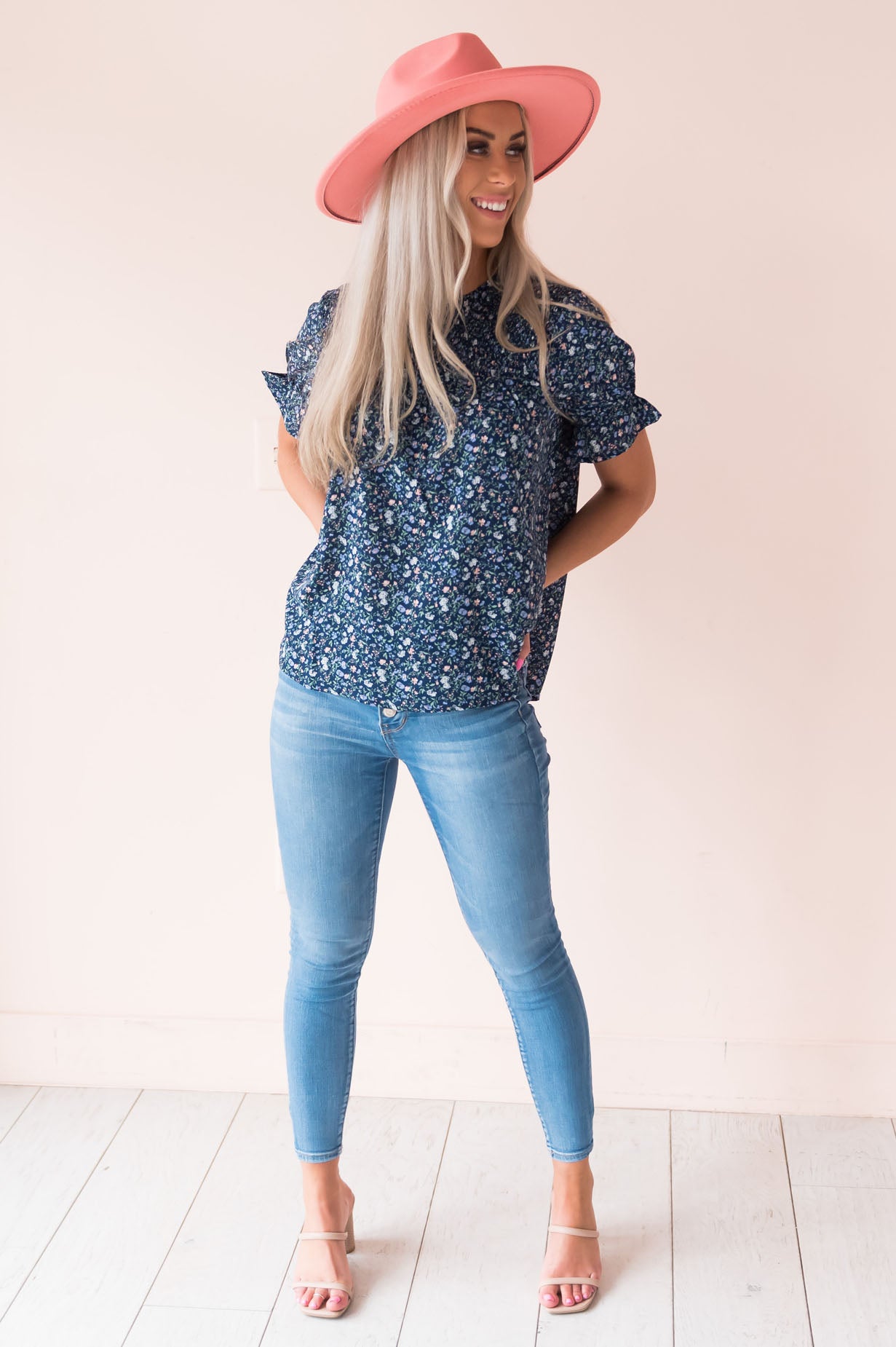 Glimmer Of Hope Modest Floral Blouse Tops vendor-unknown 