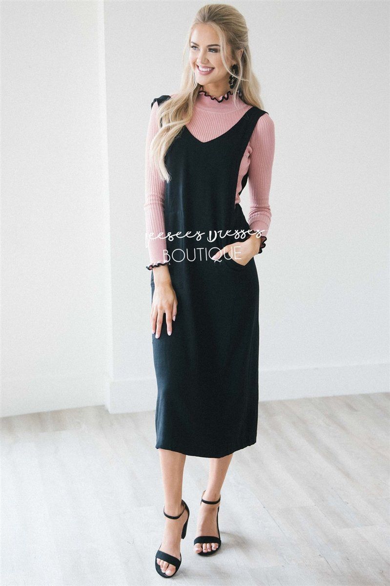The Rachel Overall Dress Modest Dresses vendor-unknown S Black 