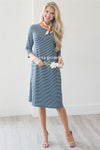 The Tansy Modest Dresses vendor-unknown Navy & White Stripes S