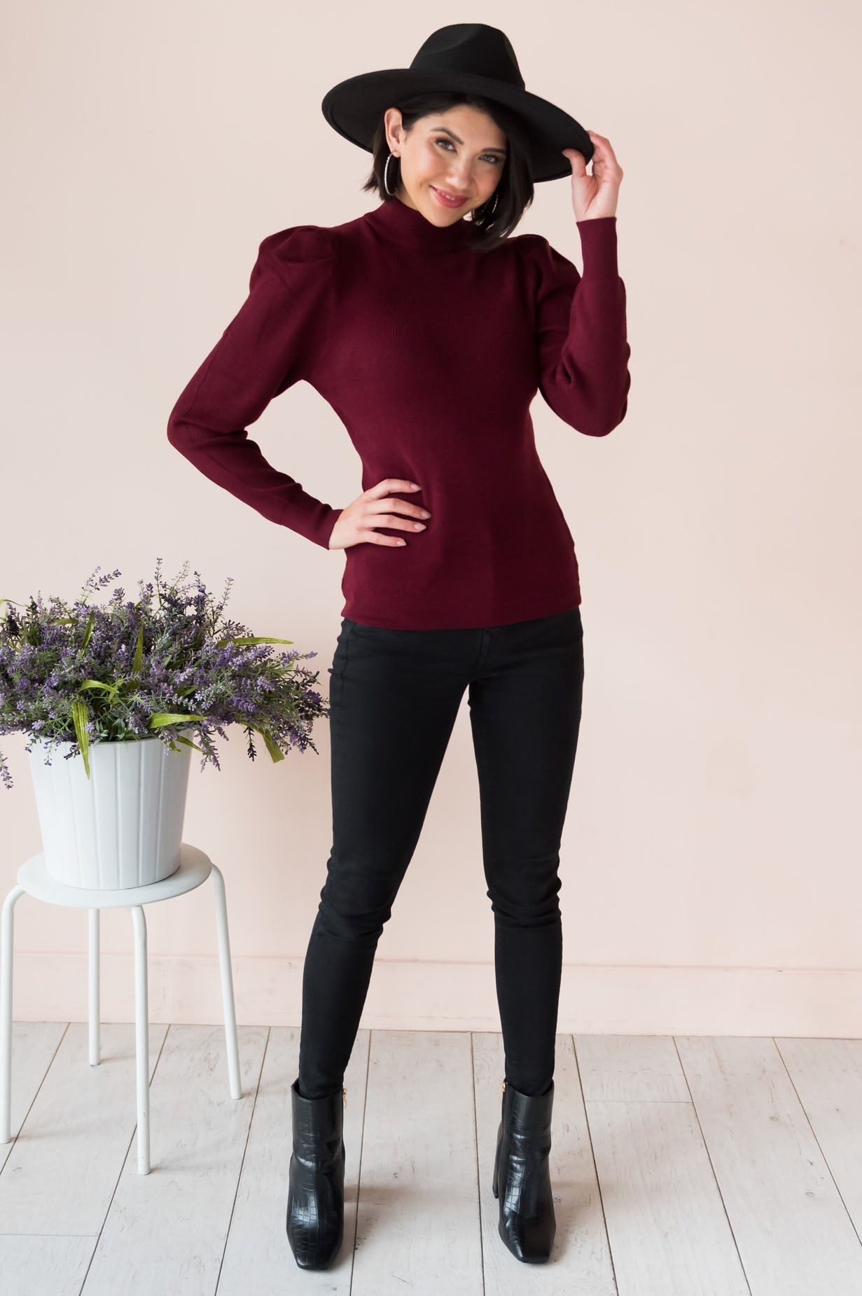 Gorgeous & Glowing Modest Puff Sleeve Sweater Modest Dresses vendor-unknown 