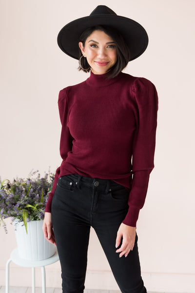 Gorgeous & Glowing Modest Puff Sleeve Sweater Modest Dresses vendor-unknown