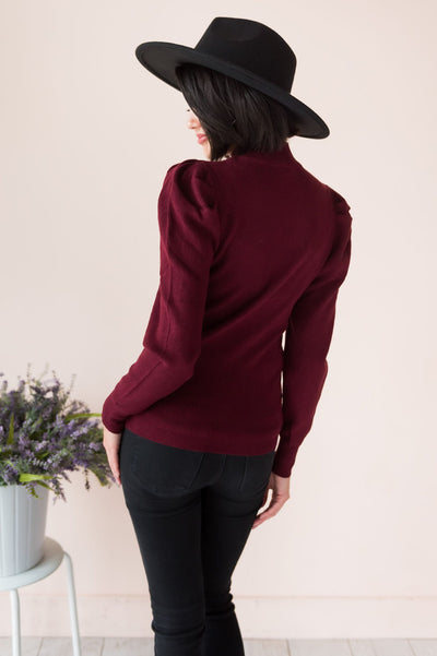 Gorgeous & Glowing Modest Puff Sleeve Sweater Modest Dresses vendor-unknown