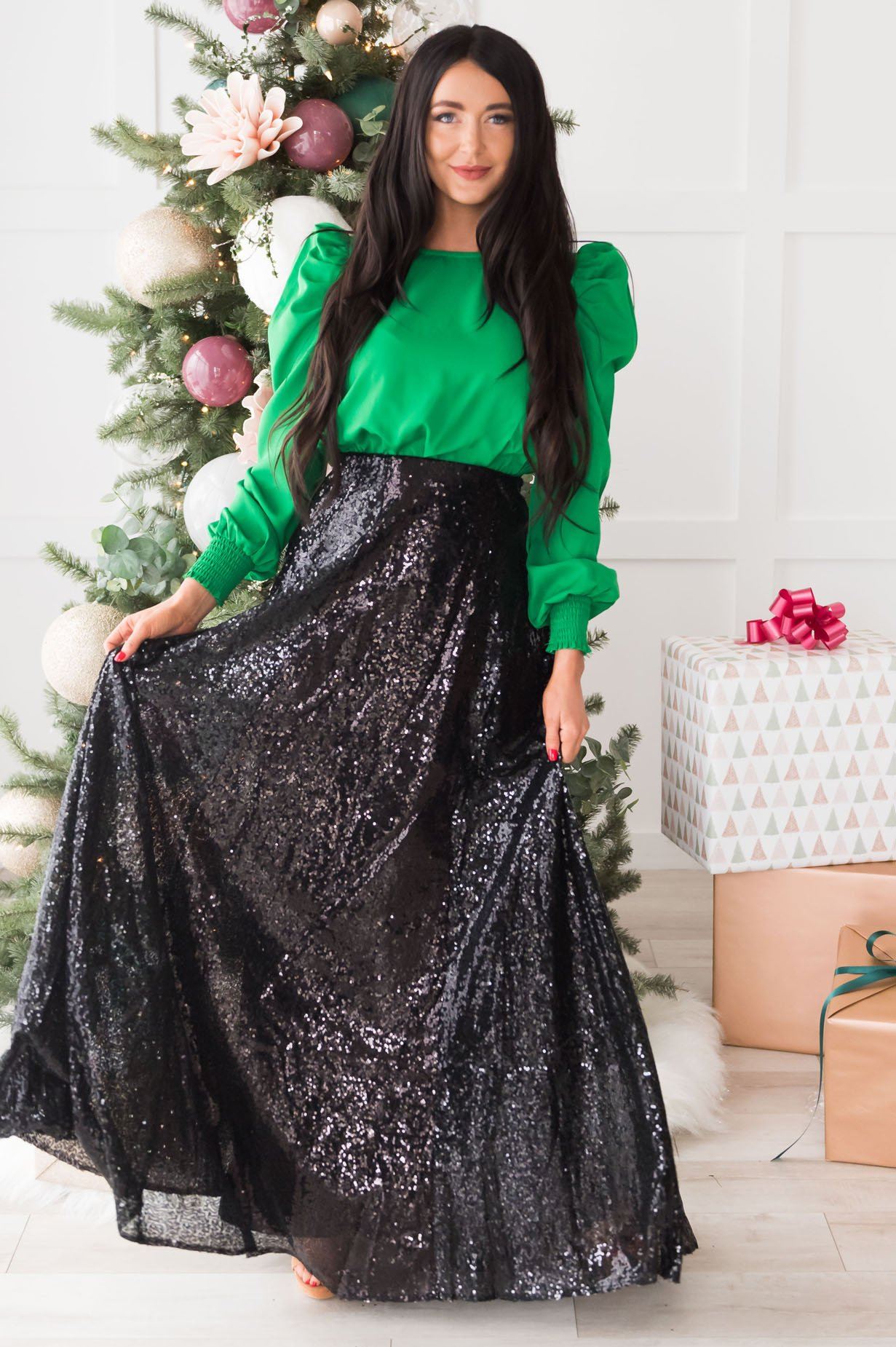 Glamorous Gala Sequin Maxi Skirt Modest Dresses vendor-unknown 