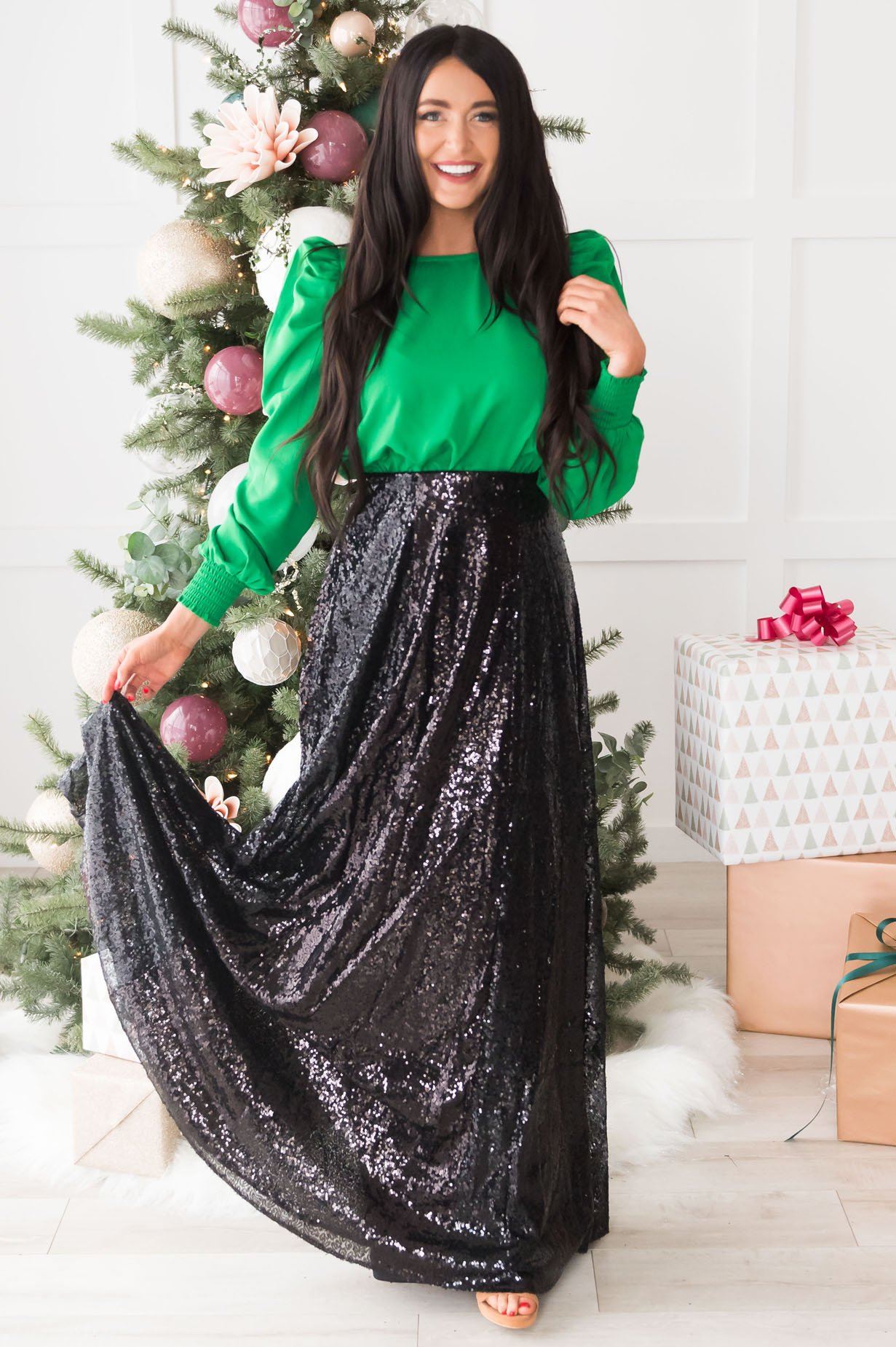 Glamorous Gala Sequin Maxi Skirt Modest Dresses vendor-unknown 