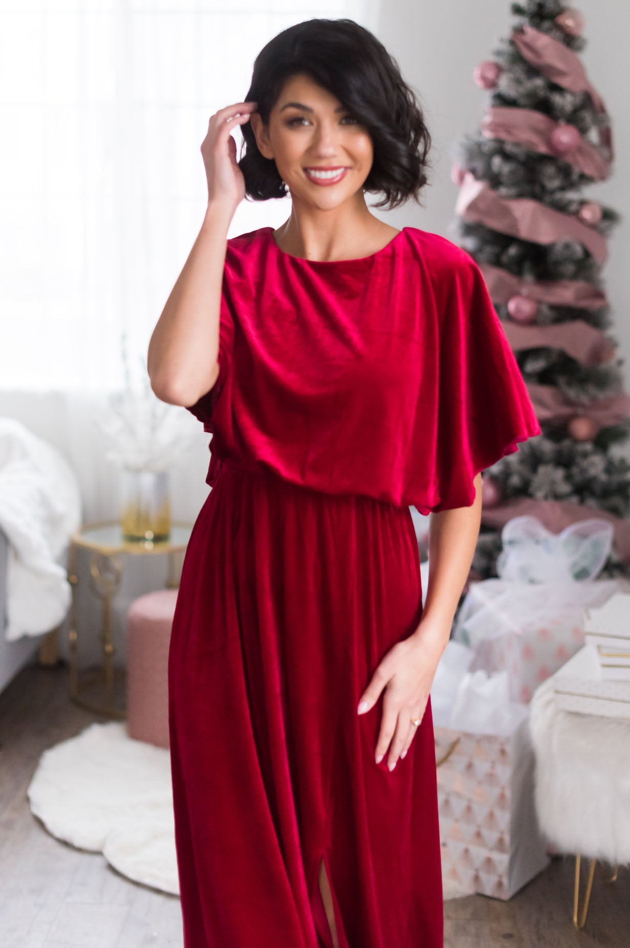 The Joy Evening Out Velvet Gown Modest Dresses vendor-unknown 