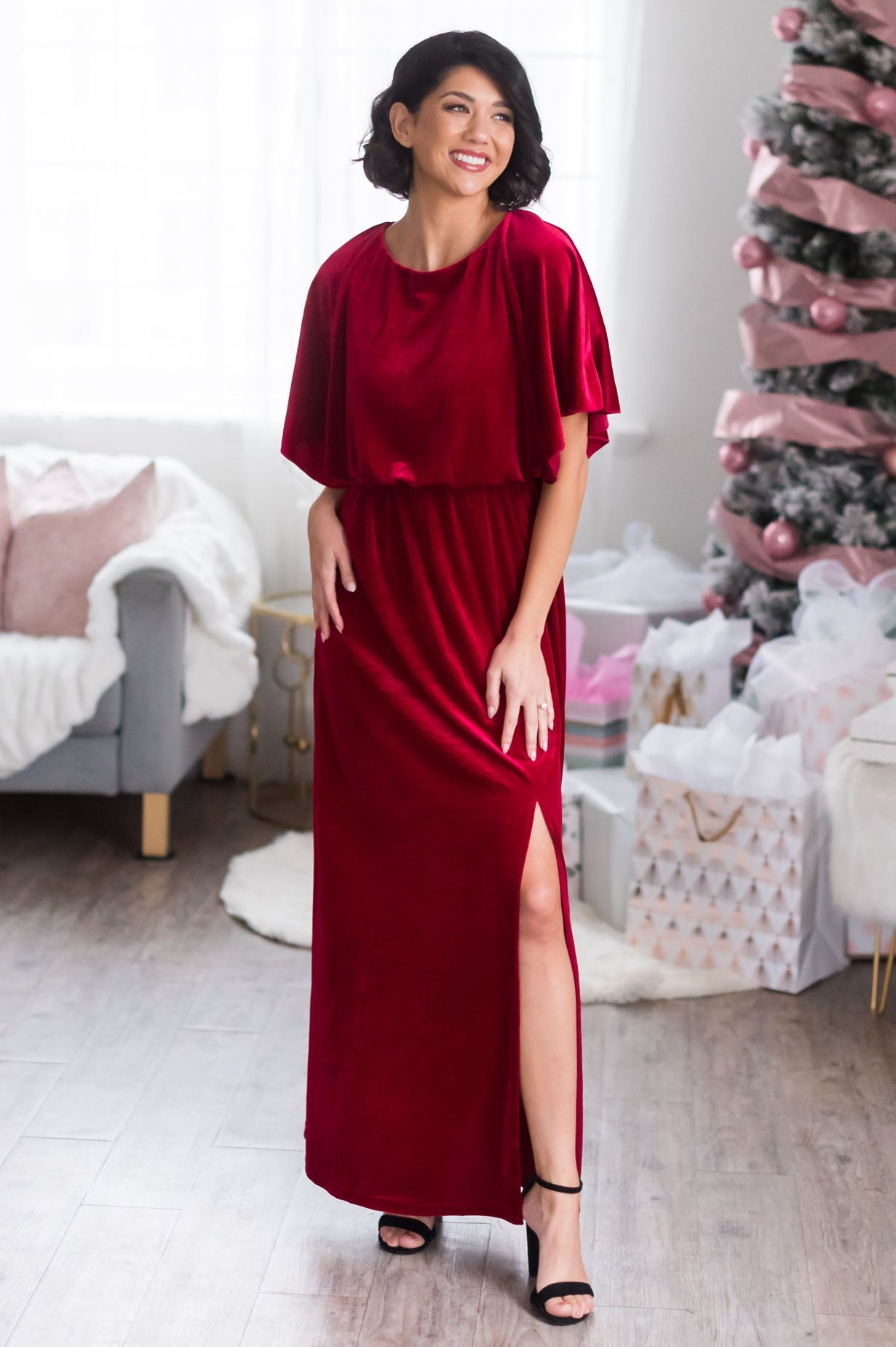 The Joy Evening Out Velvet Gown Modest Dresses vendor-unknown 
