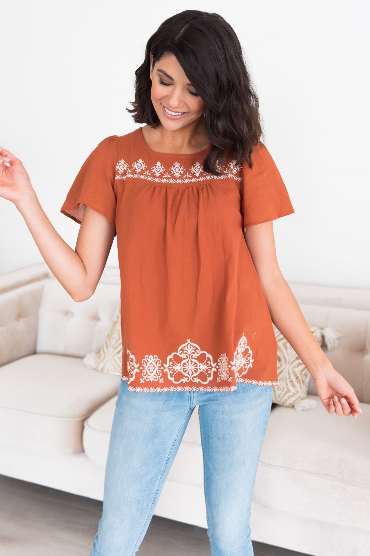 Bonjour Modest Blouse Tops vendor-unknown 