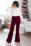 Cheerful Velvet Flare Pants Modest Dresses vendor-unknown