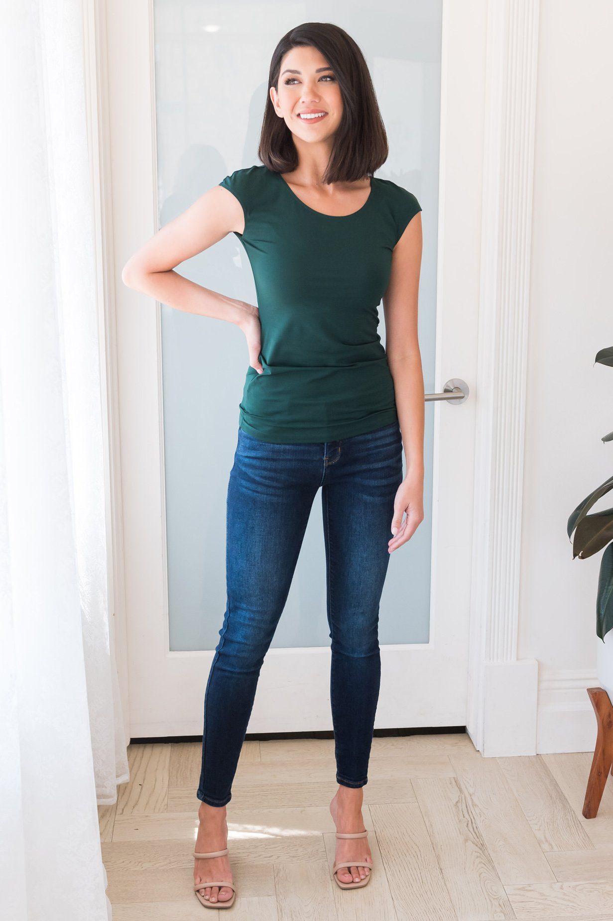 Cap Sleeve Modest Layering Tee Tops vendor-unknown 