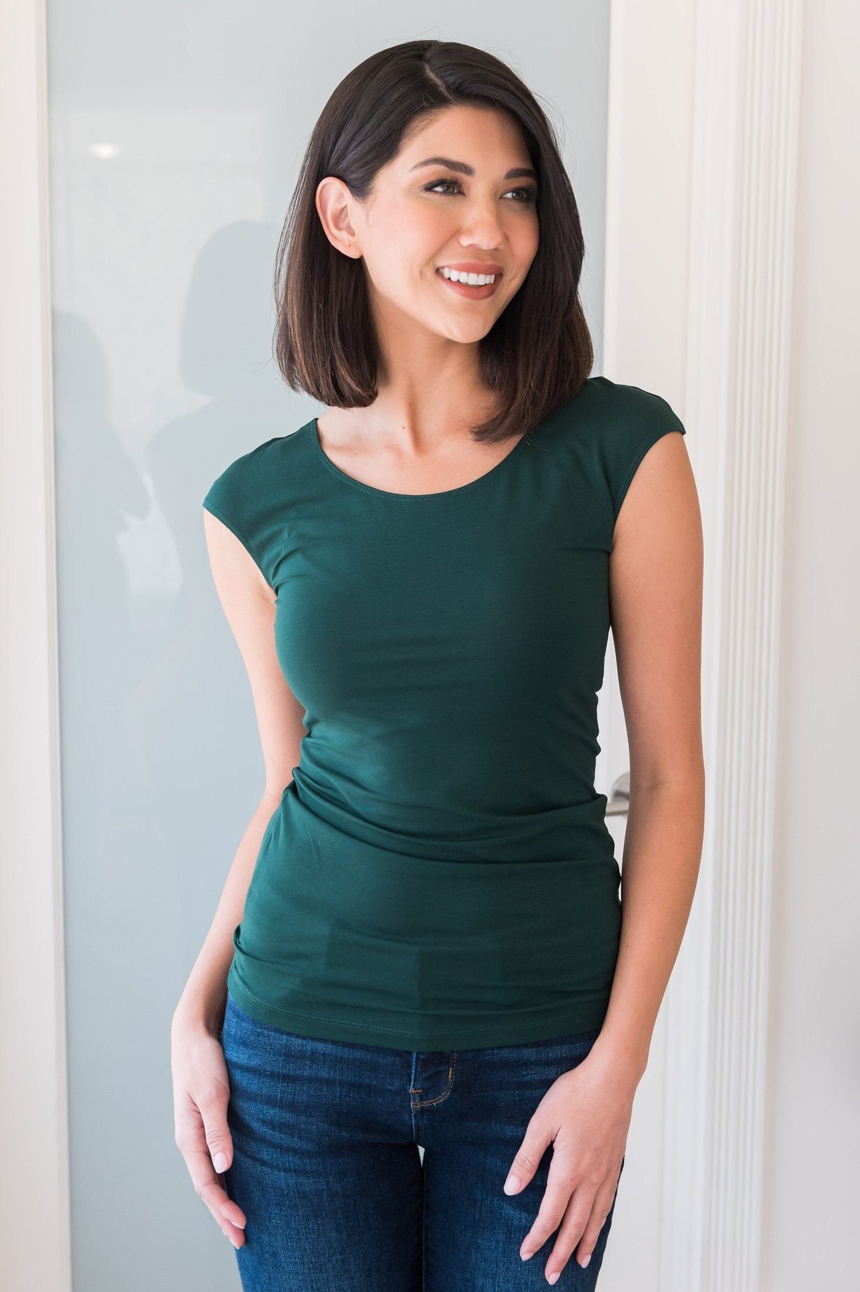 Cap Sleeve Modest Layering Tee Tops vendor-unknown 