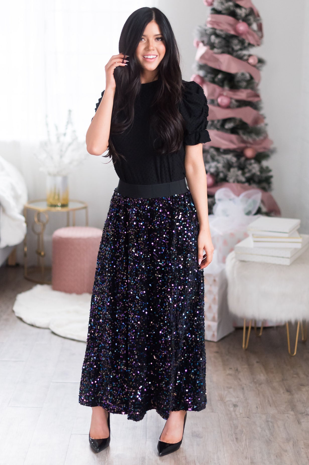 Magical Wishes Modest Sequin Maxi Skirt Skirts vendor-unknown 