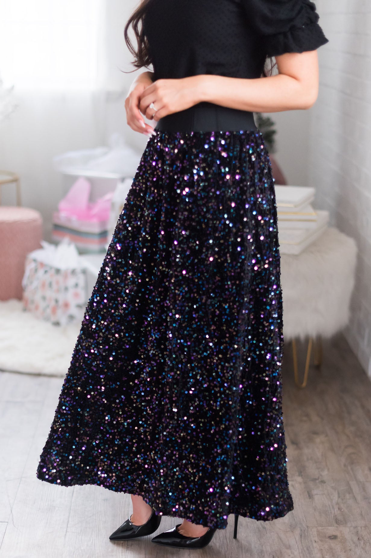 Magical Wishes Modest Sequin Maxi Skirt Skirts vendor-unknown 
