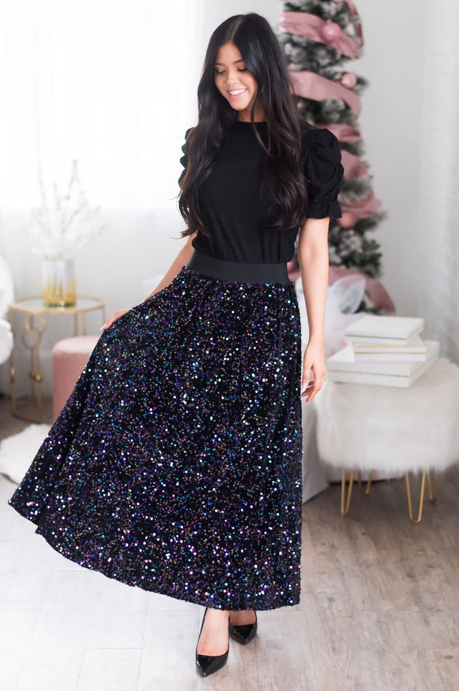 Magical Wishes Modest Sequin Maxi Skirt Skirts vendor-unknown 