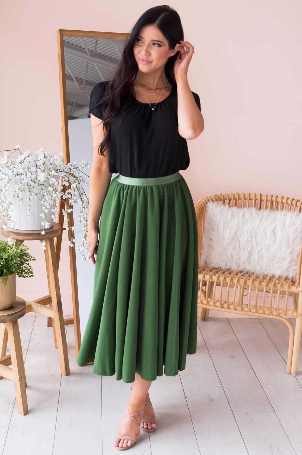 Full Of Charm Modest Circle Skirt Skirts vendor-unknown 
