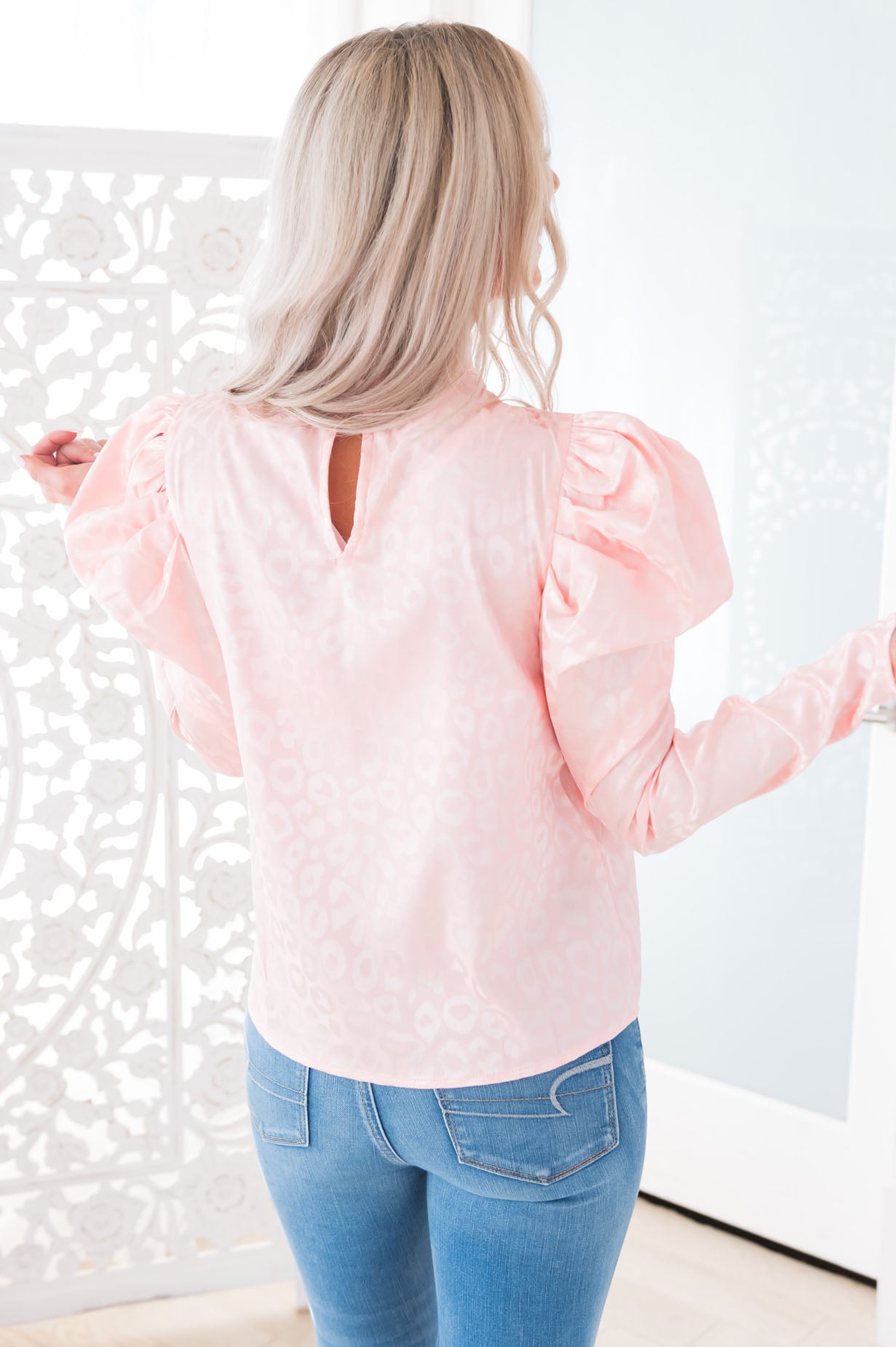 Simply Divine Modest Puff Sleeve Blouse Tops vendor-unknown 