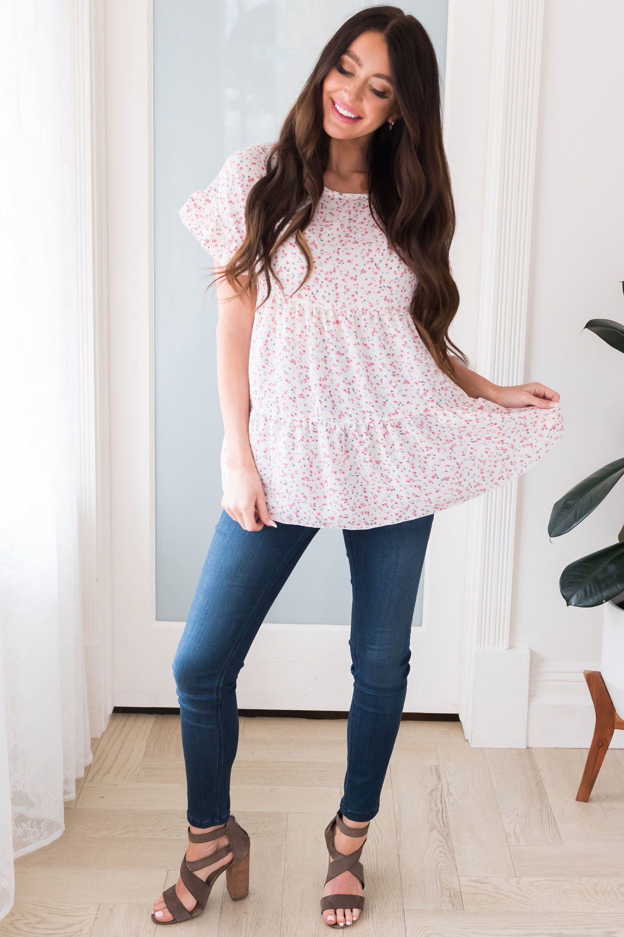 Sweet Success Floral Blouse Modest Dresses vendor-unknown 