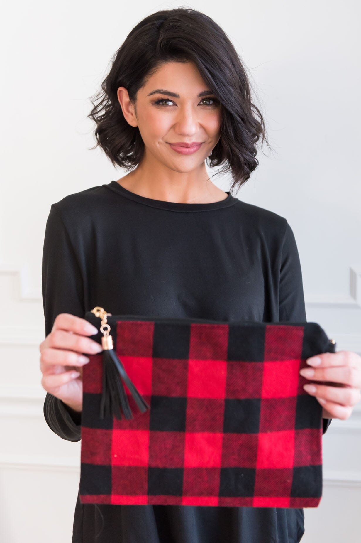 Everything You Need Buffalo Check Clutch Accessories & Shoes Leto Accessories 