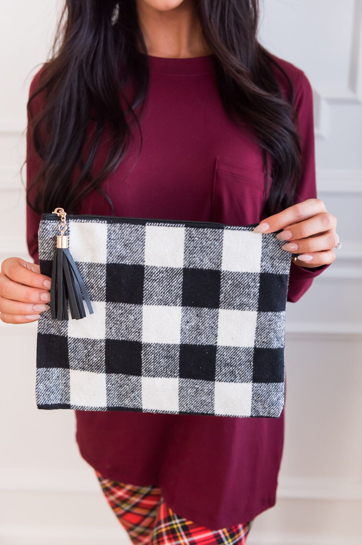 Everything You Need Buffalo Check Clutch Accessories & Shoes Leto Accessories 