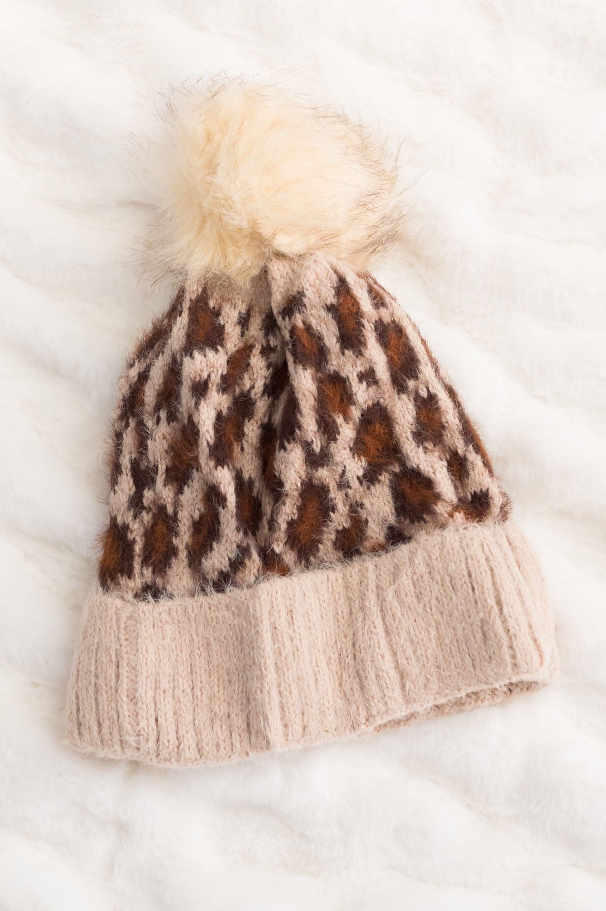 Wild & Free Leopard Pom Pom Beanie Accessories & Shoes Leto Accessories 