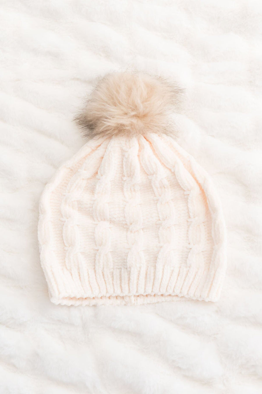 Stay Cozy Chenille Pom Pom Beanie Accessories & Shoes Leto Accessories 