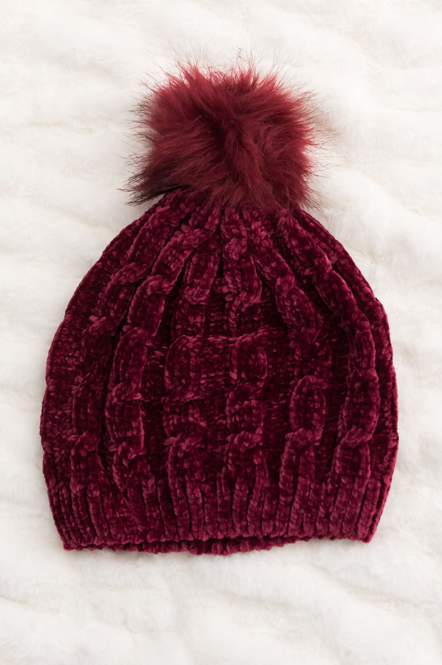 Stay Cozy Chenille Pom Pom Beanie Accessories & Shoes Leto Accessories 