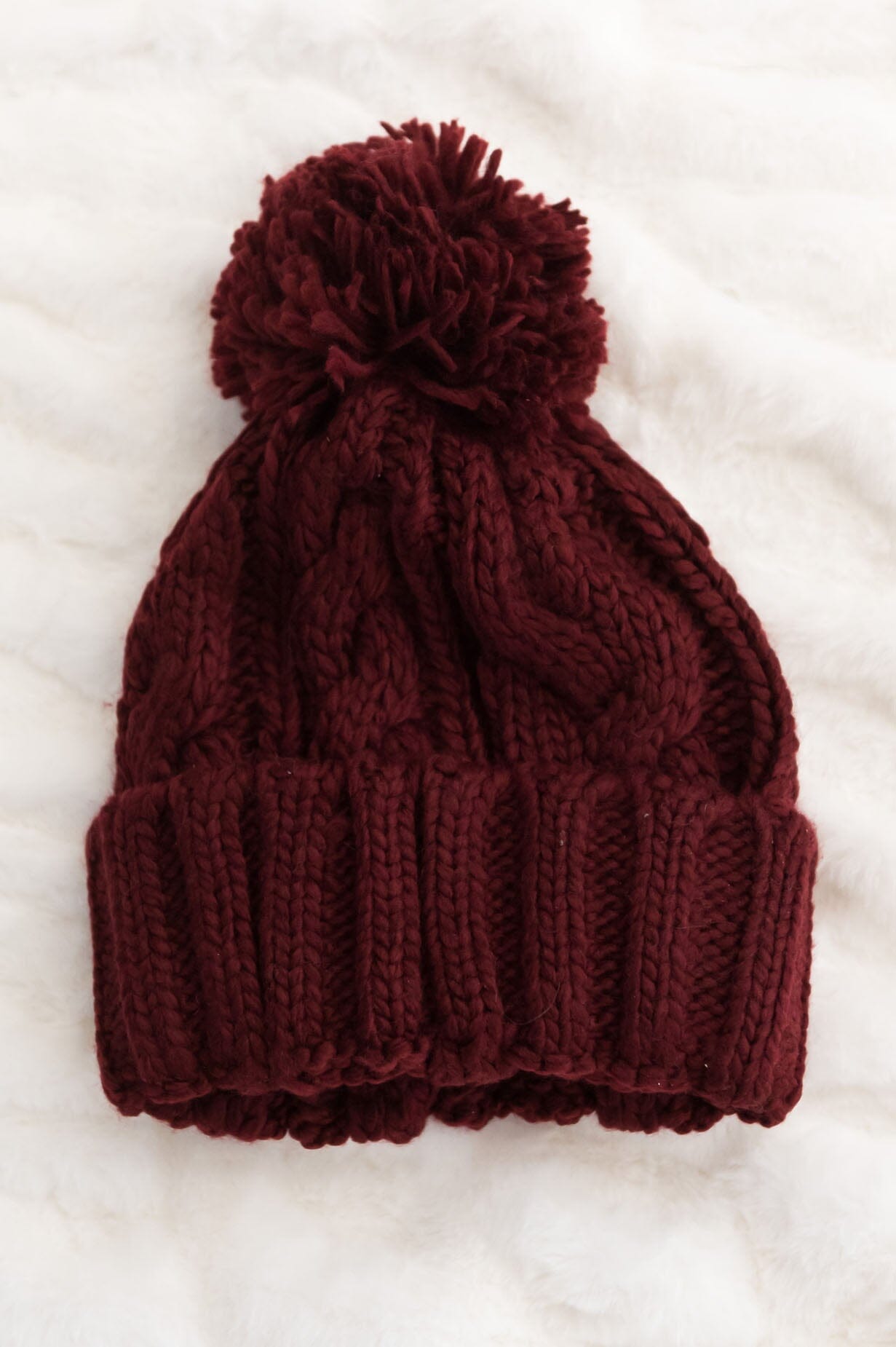 Sit By The Fire Cable Knit Pom Pom Beanie Accessories & Shoes Leto Accessories 