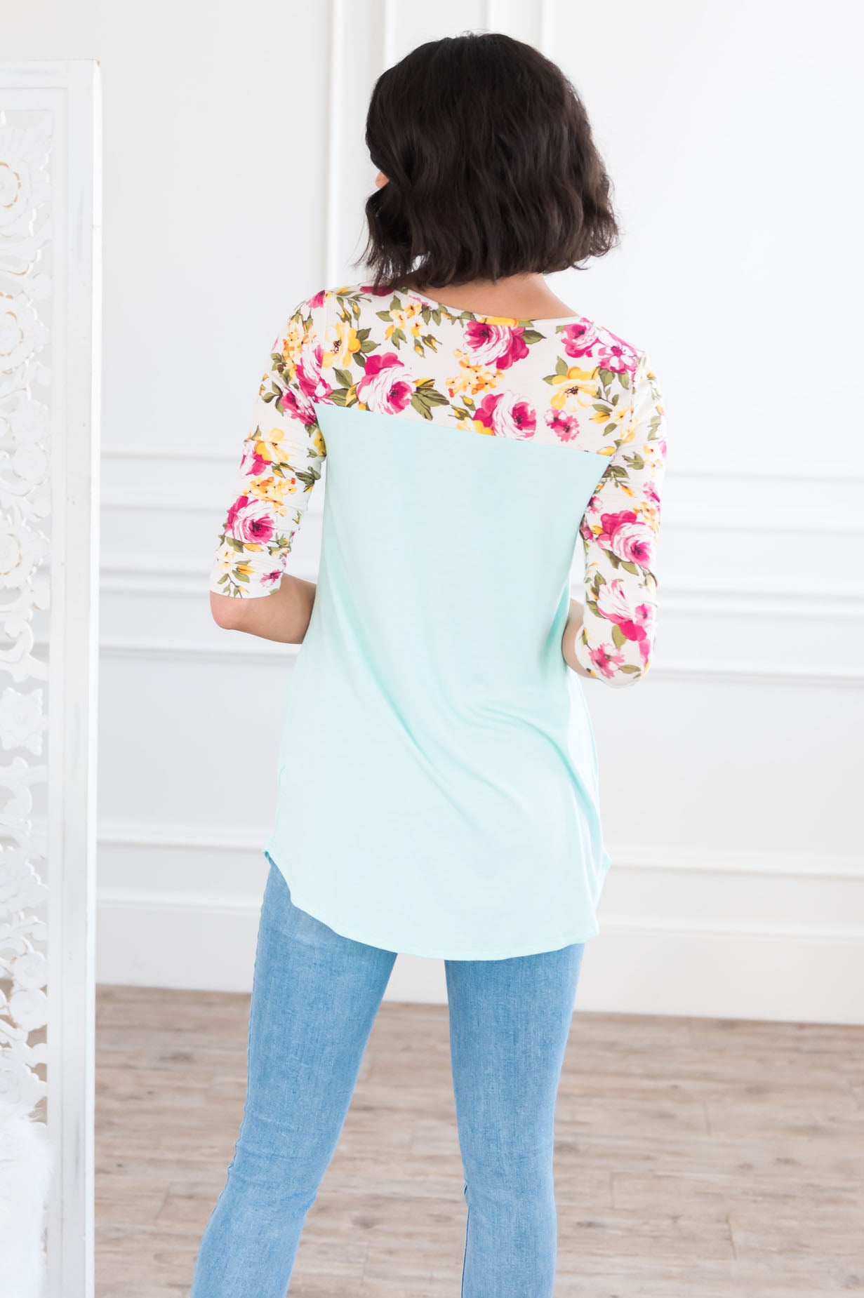 Bloom Season Modest Pocket Baseball Tee NeeSee's Dresses 