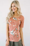 Faded Rust Floral Top Tops vendor-unknown Rust XS