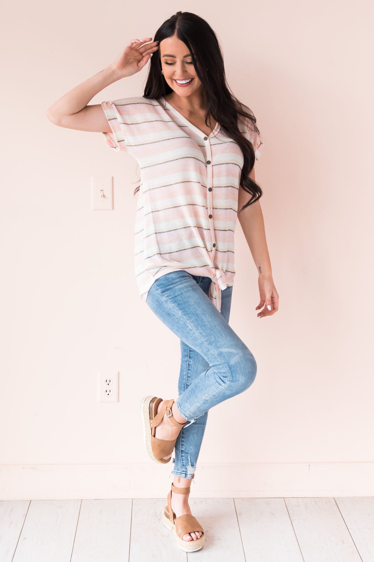 Promise To Modest Striped Top Modest Dresses vendor-unknown 