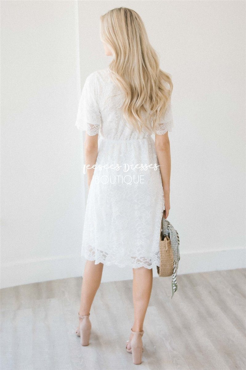 Ivory Scallop Lace Dress Modest Dresses vendor-unknown 