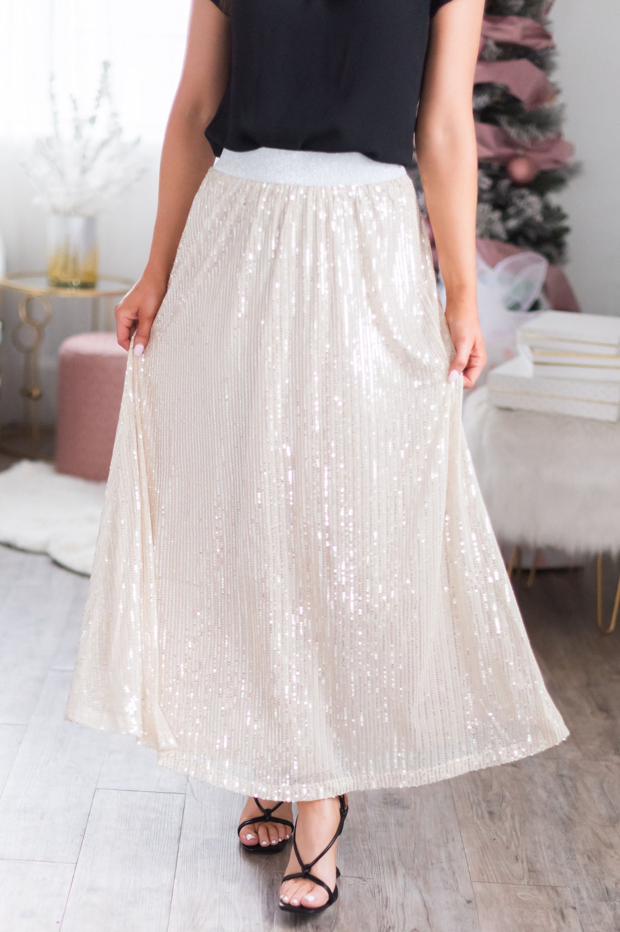 Make A Wish Modest Sequin Skirt Skirts vendor-unknown 