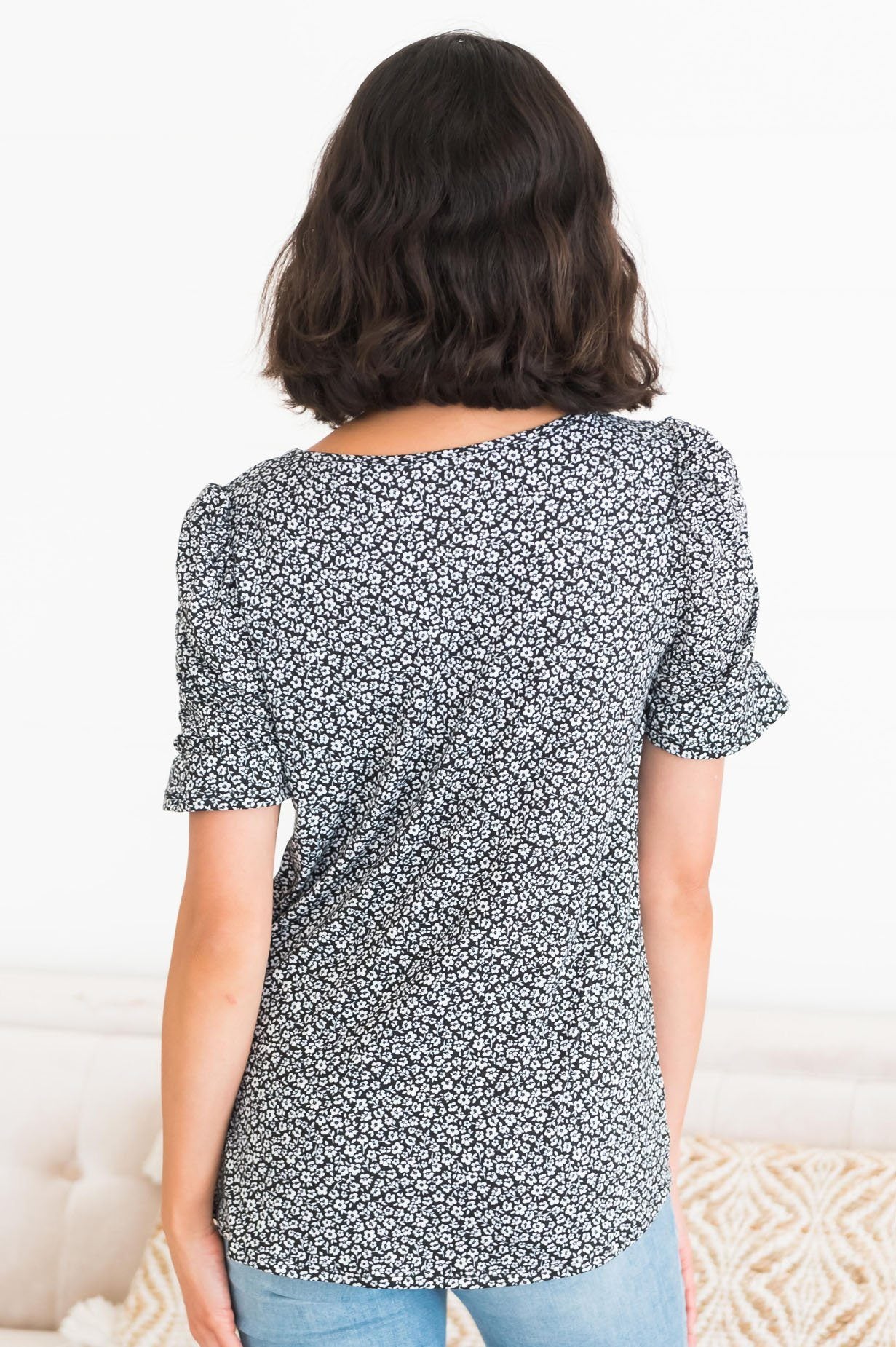 Darling Smile Ruche Sleeve Top Modest Dresses vendor-unknown 