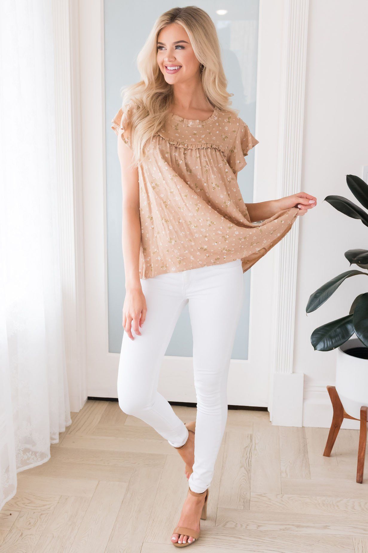 Striking Beauty Floral Blouse Modest Dresses vendor-unknown 