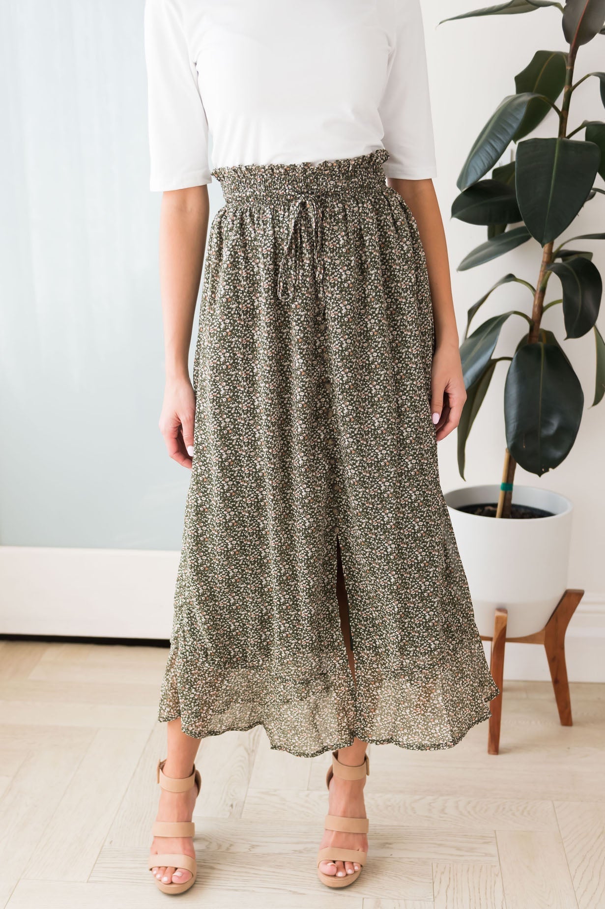 Fall Breeze Modest Button Skirt Modest Dresses vendor-unknown 