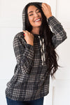 Daylight Stroll Houndstooth Modest Hoodie Tops vendor-unknown