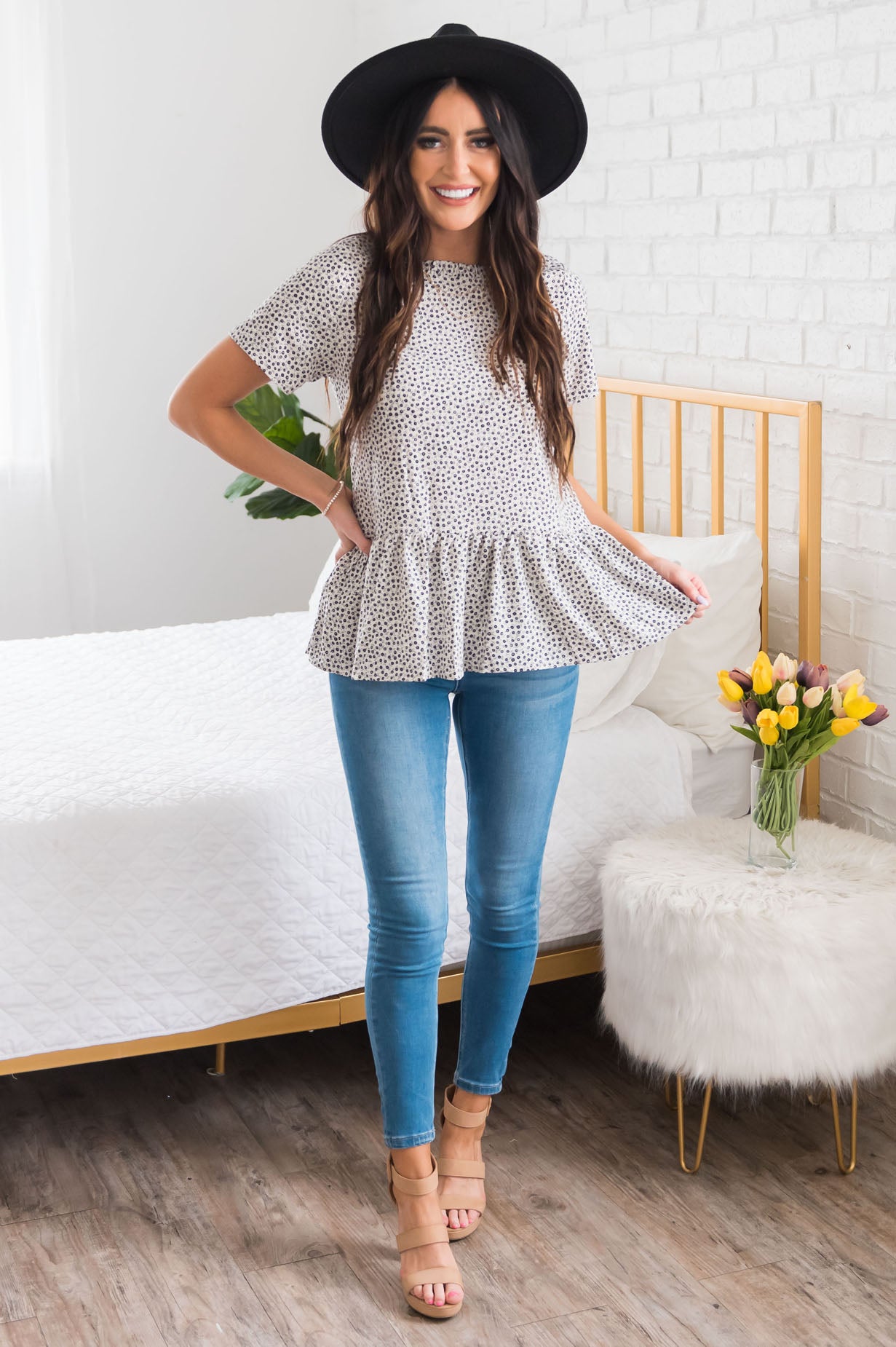 Breezy And Beautiful Modest Peplum Top Tops vendor-unknown 