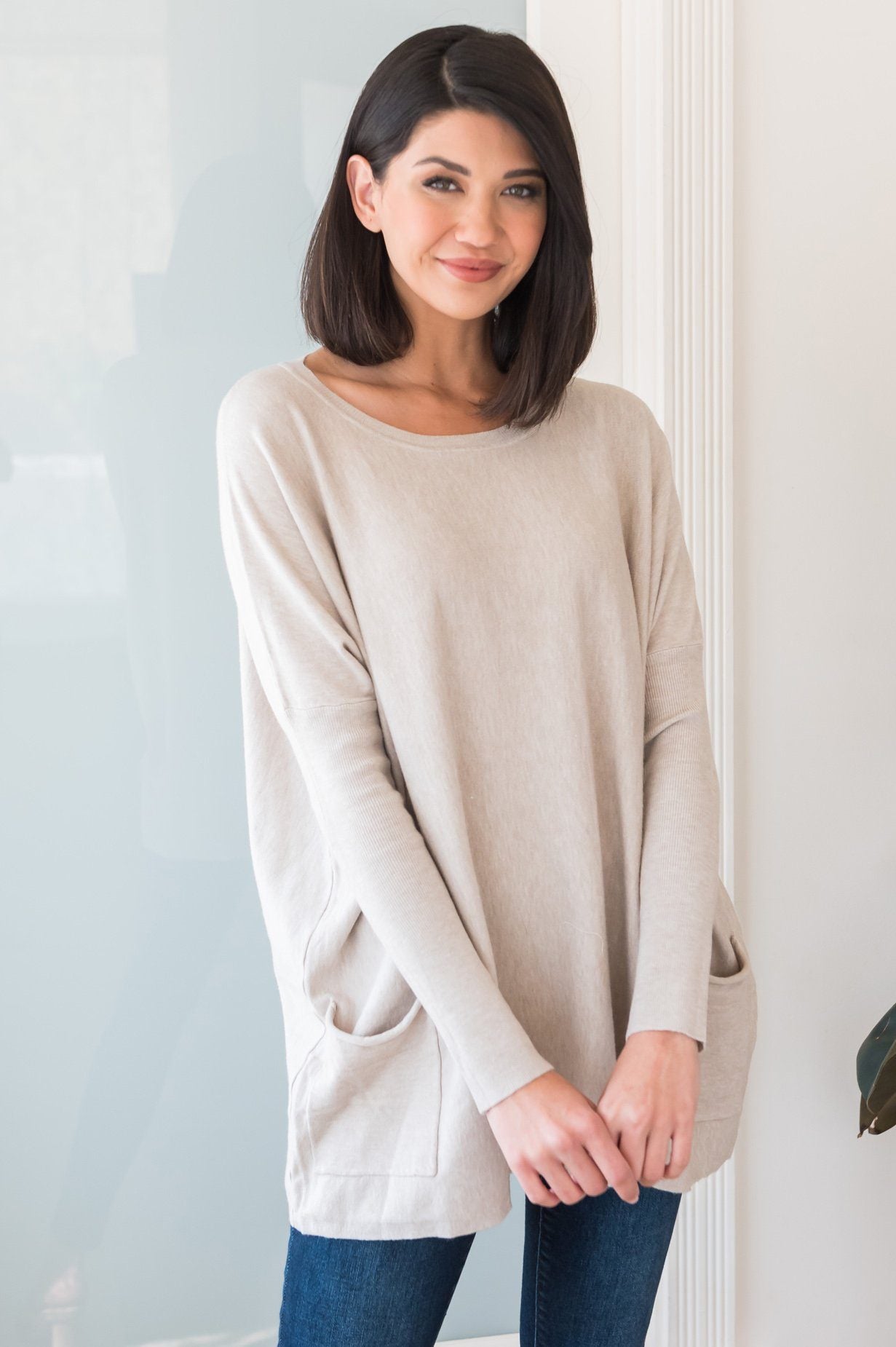 Casual Chic Modest Oversize Sweater Tops vendor-unknown 