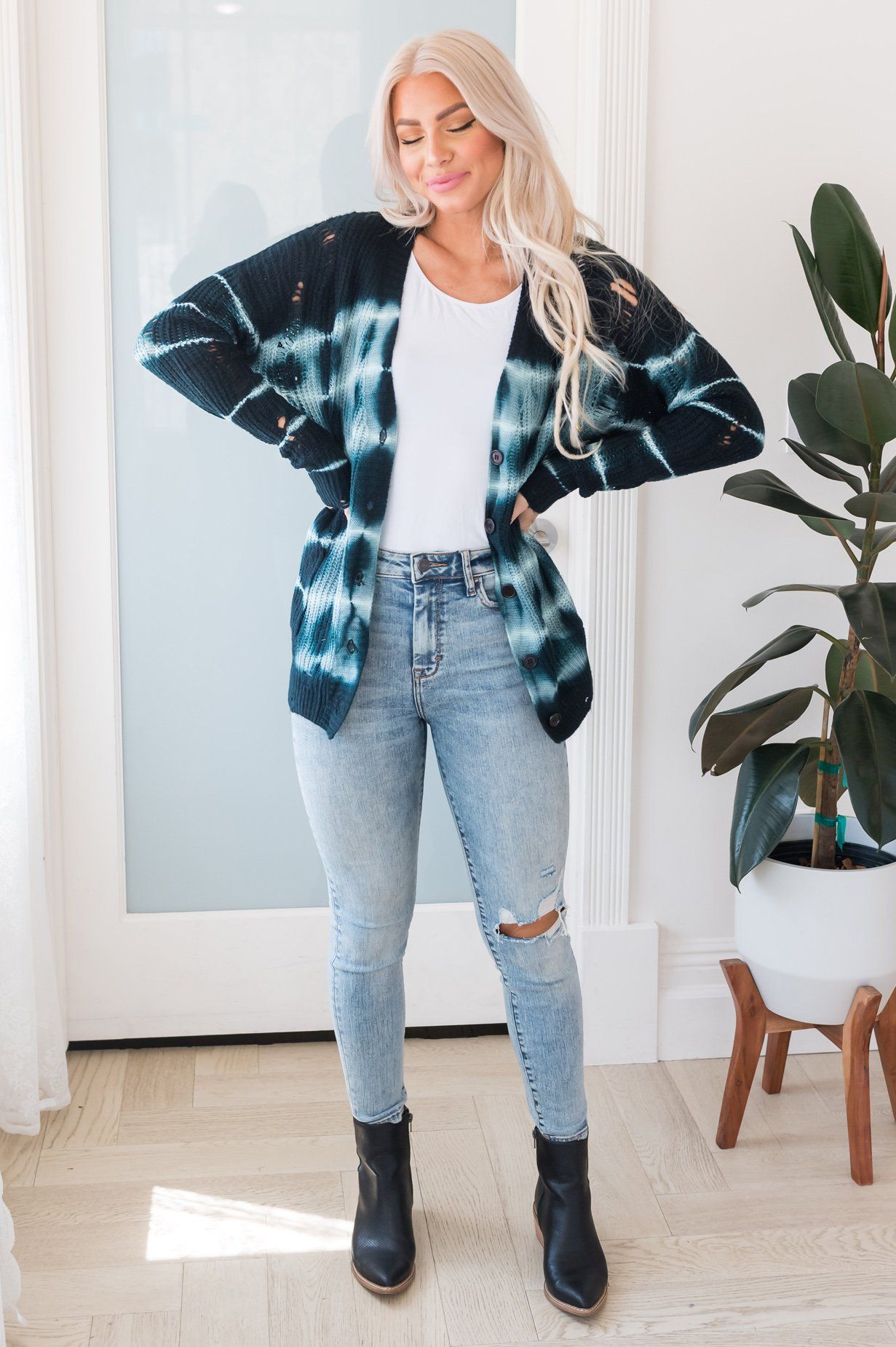 Galaxy Night Modest Distressed Cardigan Modest Dresses vendor-unknown 