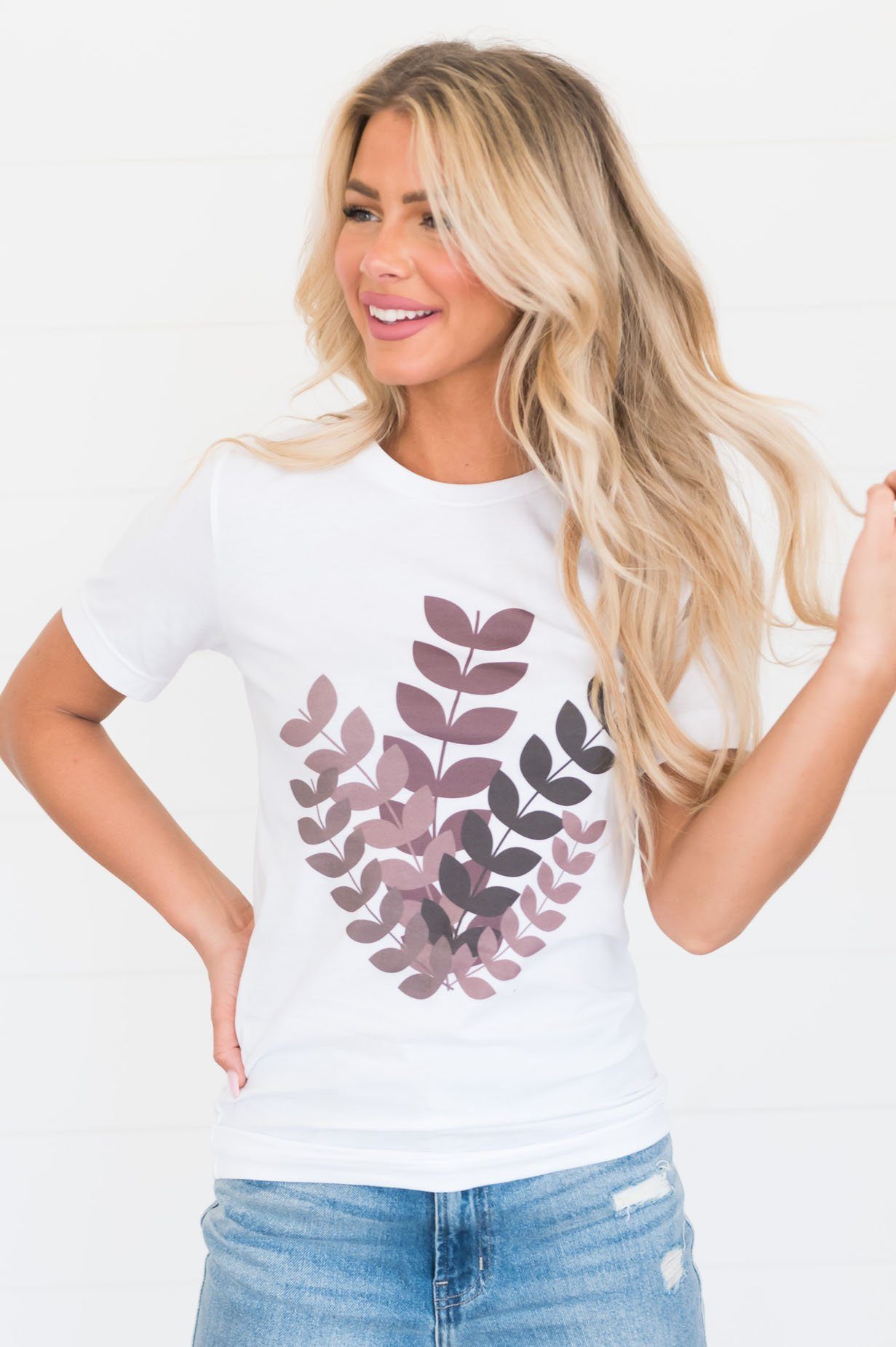 Lovely Leaves Modest Tee Modest Dresses vendor-unknown 