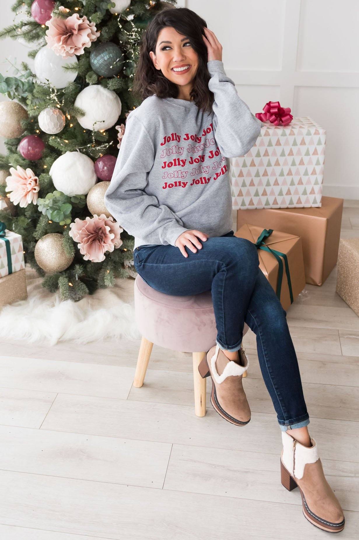Holly Jolly Modest Sweatshirt Modest Dresses vendor-unknown 