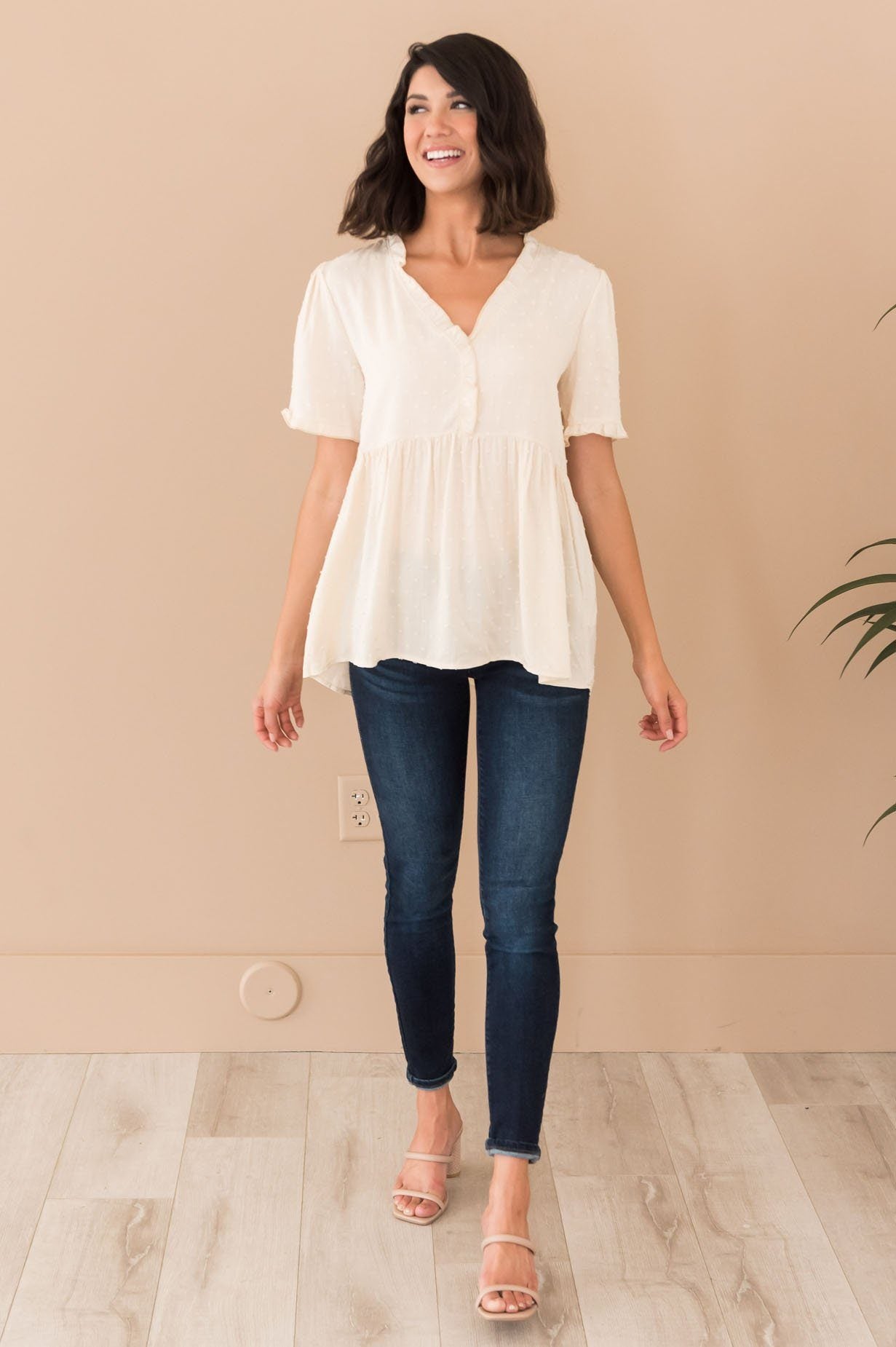 Magic Moment High-Low Swiss Dot Modest Top 4863 Tops vendor-unknown 