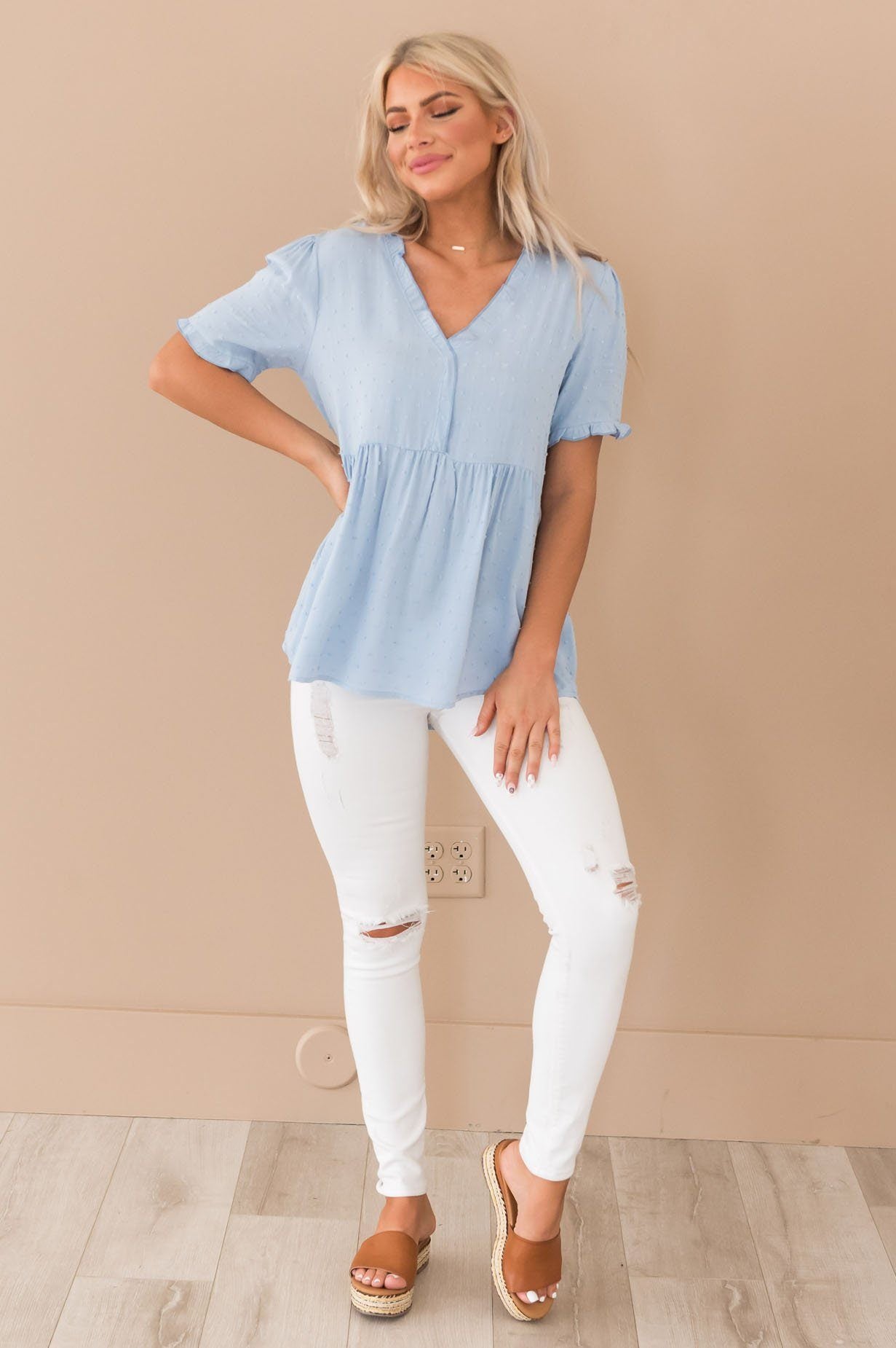 Magic Moment High-Low Swiss Dot Modest Top Tops vendor-unknown 