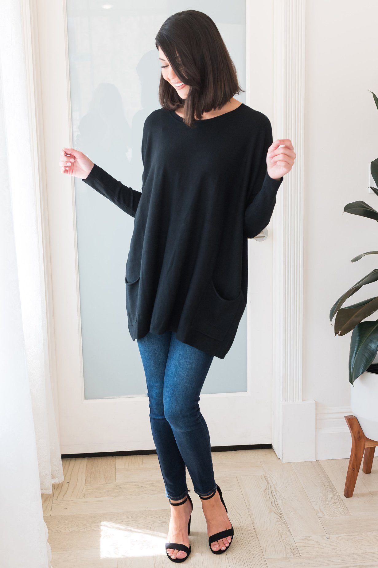 Casual Chic Modest Oversize Sweater Tops vendor-unknown 