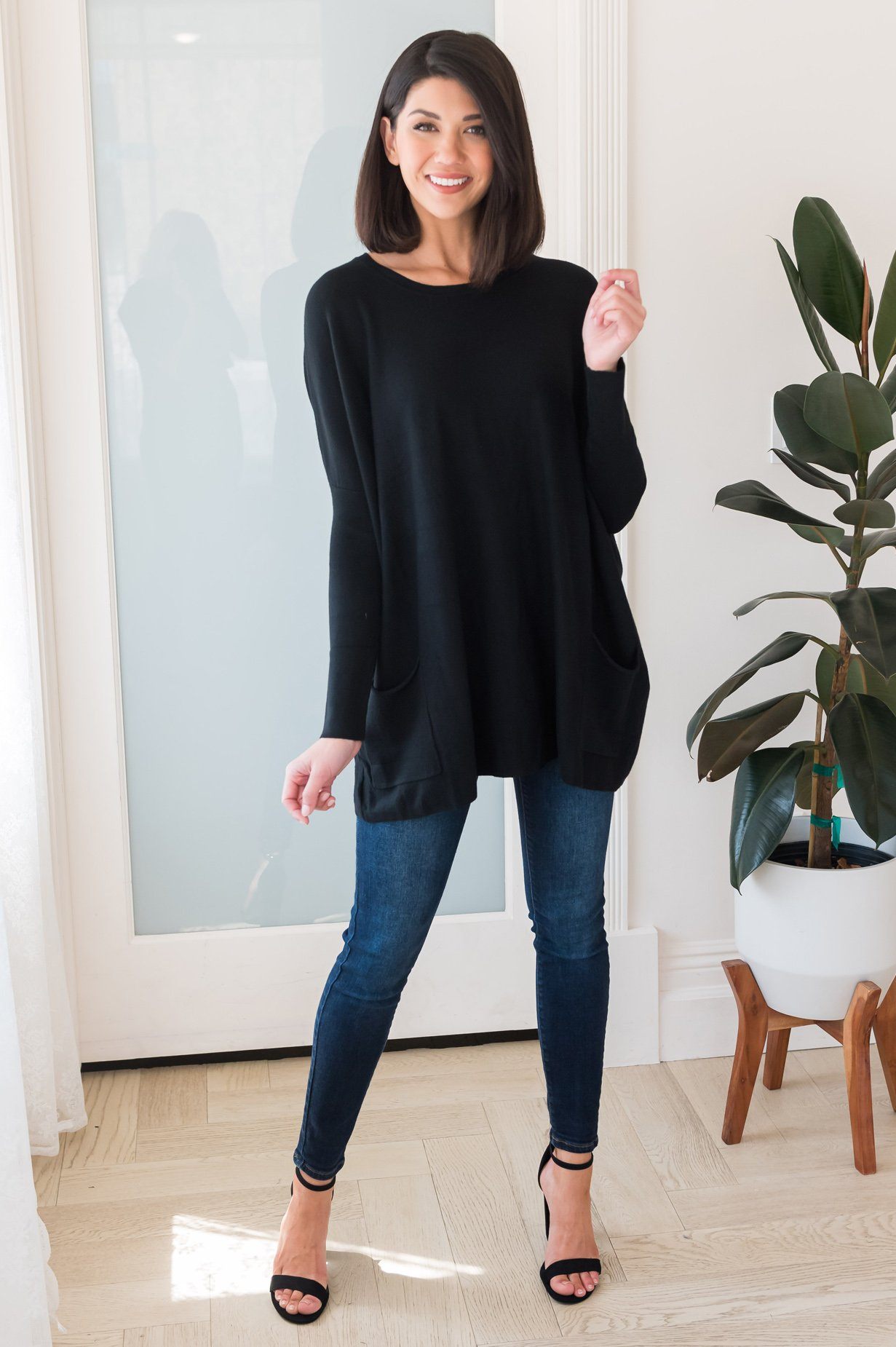 Casual Chic Modest Oversize Sweater Tops vendor-unknown 